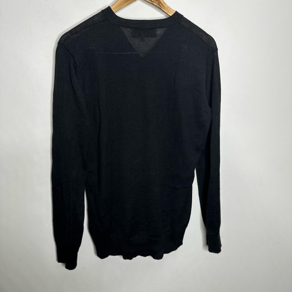 PERUVIAN LINK V neck Pullover sweater black alpaca mid weight mens medium M - Picture 6 of 8